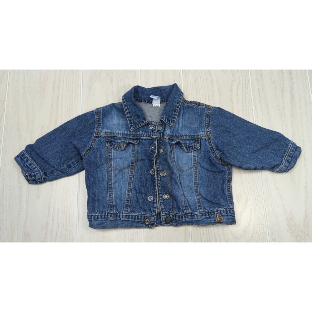 Baby Gap 6-12‎ months denim blue jean jacket gray lined vintage 2005